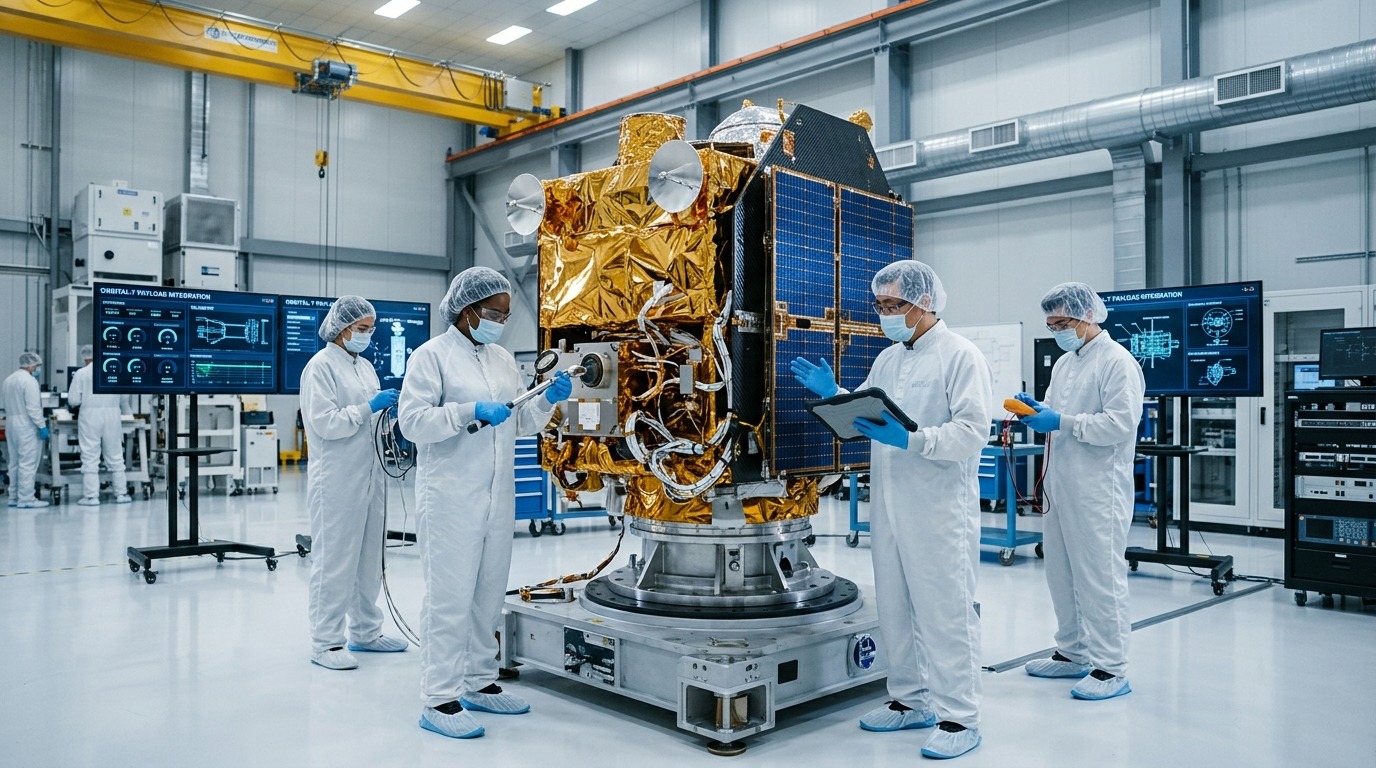 SingularOrbit Engineering and Satellite Science Team in Cleanroom Hangar